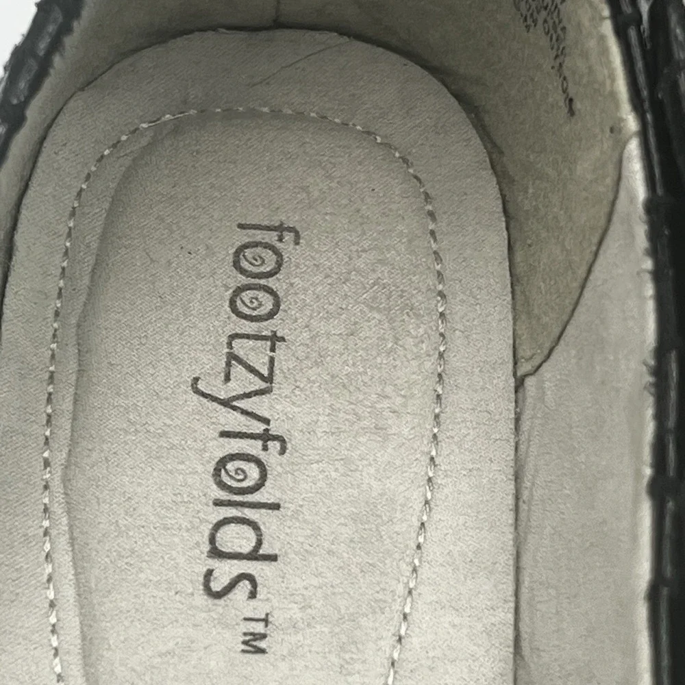 Footzyfolds Brittany Demi Flats Size 10M Black Style 1161518 Foldable Shoes